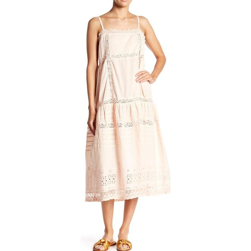 Free People Pink Lace Midi Dress